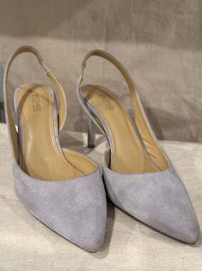 Michael Kors Gray Suede Pointed Toe Slingback Heels Size 6.5M